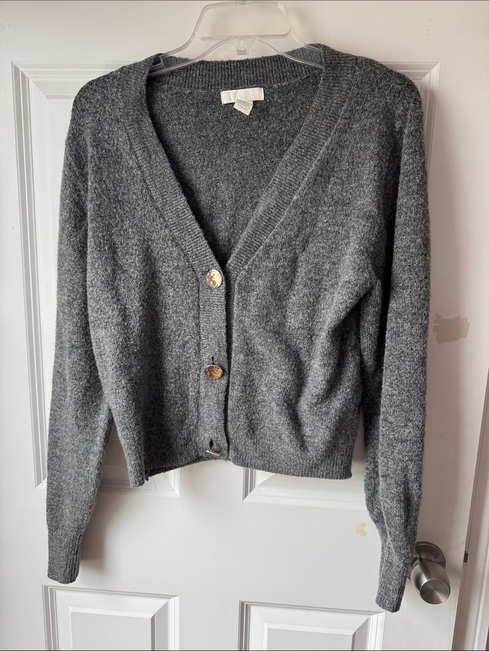 H&M Gray V-Neck Button Front Women's Sweater